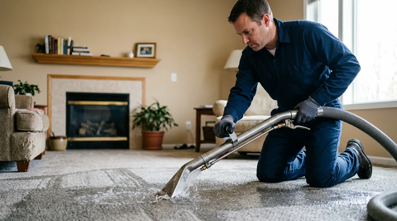 Water damage restoration technician working near Kanopolis, KS